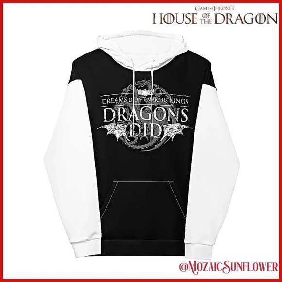 NEW 2 Tone Hoodie Dreams Didn't Make Us Kings Dragons Did - Picture 3 of 6